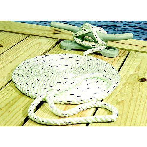 Seachoice Premium 3 Strand Twisted Nylon Dock Line - White With Blue Tracer - 47591 - 50-47591F1